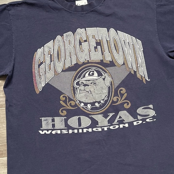 Vintage Georgetown Hoyas Bulldogs T Shirt Single Stitch Washington DC - Picture 4 of 7